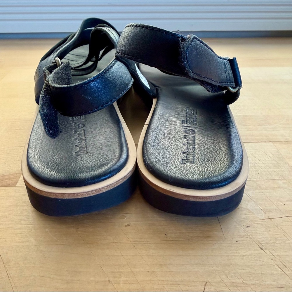 Timberland Adley Shore Black Leather Cross Band Sandals | Women’s Size 11 | EUC - Picture 7 of 8